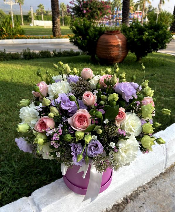 Mor Lisyantus Pembe Piyon Gül Aranjman